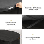 Oval Shoe Storage Bench with Padded Seat Cushion, 2-Tier Fluted Shoe Cabinet - Image 5