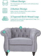 QHITTY 2 Piece Living Room Set, Sectional Chesterfield Sofa Chair Contemporary - Image 3