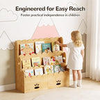 ELYKEN Kids Bookshelf with 2 Drawers, 3-Tier Bamboo Book Shelf - Image 4