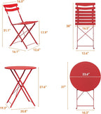 GarveeLife 3 Piece Patio Bistro Set, Folding Patio Bistro Table and Chairs Set - Image 8