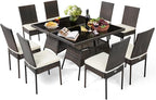 Tangkula 10 Pieces Wicker Patio Dining Set, Outdoor Rattan Table & Chairs Set by TANGKULA