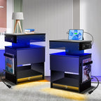 Nightstand with Induction Light & Side Charging Station, Modern Bedside Table - Image 8