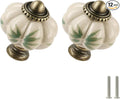 Ivory Pumpkin Knobs 12 Pack Ceramic Cabinet Knobs Vintage Drawer Pulls by Zernmiarder