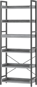 HCHQHS 6 Tier Bookshelf, Adjustable Industrial Bookcase, Vertical Tall Book by HCHQHS