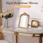 YUSONG Vintage Desk Mirror – 7" Gold Antique Tabletop Mirror - Image 3