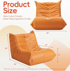 Hobestluk Small Bean Bag Chair Leather Waterproof Beanbag Lazy Floor Sofa Bean - Image 2
