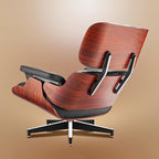 Top Black Grain Leather, Mid Century Chaise Lounge Chair and Ottoman, Modern - Image 8