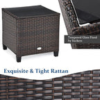 COSTWAY 3PCS Patio Furniture Set, PE Rattan Wicker Sofa w/Washable Cushion and - Image 8