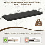 Acovy 36 Inch Floating Shelves, Wooden Shelves - Image 3