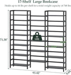 Homykic Bamboo Bookshelf, 71” Tall Triple Wide Bookcase - Image 3