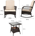 LEVELEVE 3 pcs Rocking Bistro Set Conversation Chairs PE Wicker Outdoor Rocking - Image 6