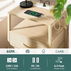 Yoobure Nightstand with Charging Station, Small Night Stand with Fabric Drawers - Image 6