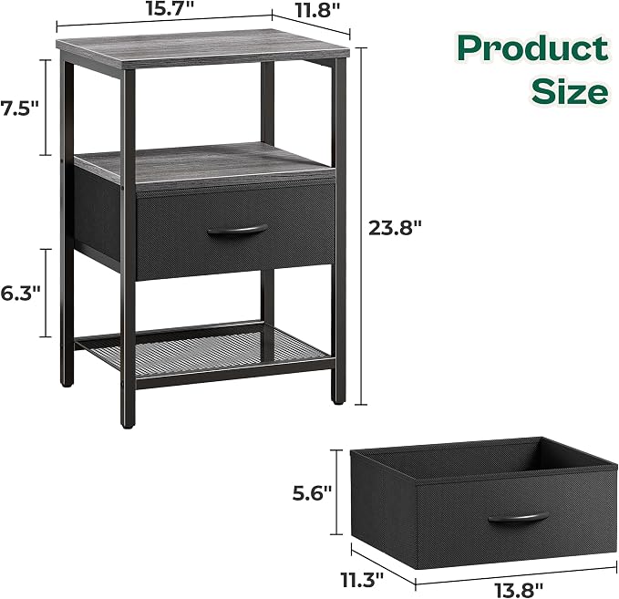 Huuger Nightstand Set of 2, Night Stand - Image 3