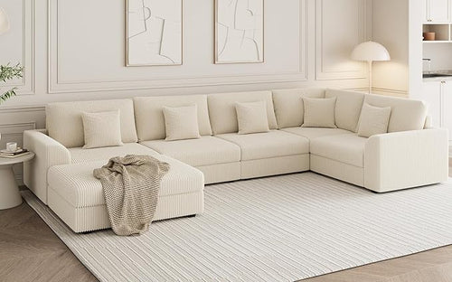 146" Modular Sectional Sofa, Oversized U Shaped, Convertible Sleeper Sofa by smilesun