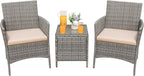 Greesum 3 Pieces Patio Furniture Sets Outdoor PE Rattan Wicker Chairs by BuynowfromGreesum