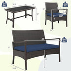 Tangkula 8 Pieces Outdoor Conversation Set, Patio PE Wicker Sofa - Image 3