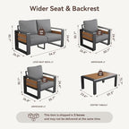 Aoxun Aluminum Outdoor Patio Furniture Set, Coffee Table ×1, Dark Grey & Dark - Image 4