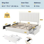 Allewie King Size Storage Bed Frame, Vertical Channel Tufted Adjustable - Image 2