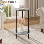 Round Side Table Set of 2, 2-Tier Modern Accent Table, Small Bedside Table - Image 2
