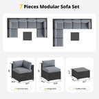 Aoxun Patio Furniture Set, 7 Piece Outdoor Sectional Sofas - Image 6