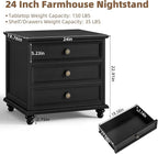 Joaxswe 24" Wide Farmhouse Night Stand Set of 2, Large End Table - Image 3