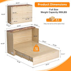 VINGLI Full Murphy Bed with Storage Drawer, 2 Charging Station, Fluted Wooden - Image 3