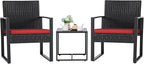 Flamaker 3 Pieces Wicker Patio Furniture Outdoor Modern Rattan Chair by Flamaker
