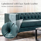 HULALA HOME 84" W Faux Leather Sofa, Mid Century Modern Couch - Image 4