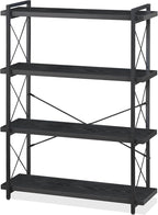 HCHQHS Bookshelf, 4-Tier Industrial Bookcase, Freestanding Tall Bookshelves by HCHQHS