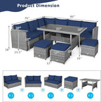 Tangkula 7 Pieces Patio Furniture Set, Outdoor Sectional Rattan Dining Sofa Set - Image 4