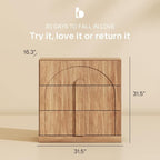 BELLEZE Sideboard Cabinet with 3 Drawers, Modern Wood Buffet Cabinet with Arc - Image 2