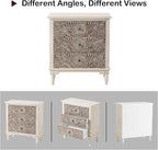 HOMPUS Nightstands Set of 2, Night Stand w Flower Pattern, Bedside Table Set of - Image 8