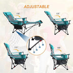 Reclining Camping Chair with Removable Footrest Lounge Chair with Headrest - Image 6