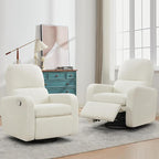 Swivel Rocker Recliner, Oversized Boucle Glider Recliner Nursery, Manual Swivel - Image 8
