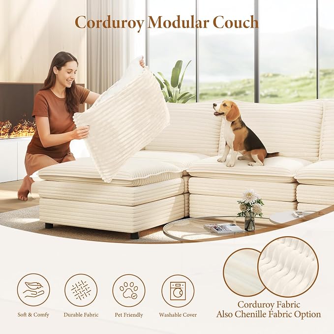 Vesgantti 108" Modular Cloud Couch, Deep Seat Sectional Sofa - Image 6