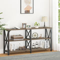 LVB Wood Console Table, Long Metal Entryway Table Behind Couch, Large Narrow 3 by LVB