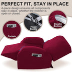 Recliner Chair Covers, 4-Piece Stretch Geometric Strokes Jacquard Reclining - Image 4