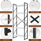 Shintenchi 5 Tiers Bookshelf, Classically Tall Bookcase Shelf, Industrial Book - Image 5