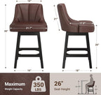 YaFiti Swivel Bar Stools Set of 2, 26 Inch Counter Height Bar Stools - Image 2