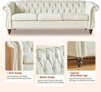ORRD 2 Piece Living Room Set, Chesterfield Faux Leather Sofa Loveseat Couch - Image 5