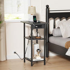 Asgolion Tall End Table with Charging Station, Skinny Nightstand with USB Ports - Image 2