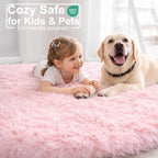 Pink Fluffy Round Rug 5Ft for Girls Bedroom Decor Aesthetic, Shaggy Circle Area - Image 3