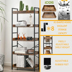 HCHQHS Adjustable 5 Tier Open Bookcase, Rustic Farmhouse Book Shelves, - Image 5