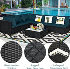 Tangkula 7 Piece Patio Furniture Set, Outdoor Wicker Sectional Sofa - Image 7