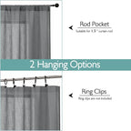 Chyhomenyc Extra Long Charcoal Grey Semi Sheer Curtains 120 Inches Long 2 Panels - Image 4
