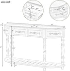 Retro Wood Curved Entryway Console Table 52-Inch Half Moon Hall Entryway Sofa - Image 2