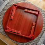 Round Korean Coffee Table Folding Leg Asia Antique Furniture Floor Table - Image 5