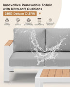 Aluminum Outdoor Patio Furniture Set 6 Seats, Outdoor Sectional Corner Sofa Set - Image 3