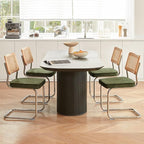 GrandNoor Rattan Dining Chairs Set, Wooden Mid Century Modern Dining Room Chairs - Image 5