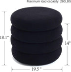 Flouki 19.5" Storage Ottoman Round, Vanity Stools - Image 3